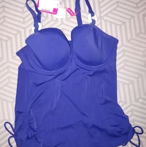 NWT Curvy Kate Plain Sailing Balcony Tankiki top, Navy, 32F